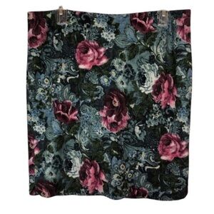 J Jill Women’s Floral Tapesty Look Stretch Pencil Skirt